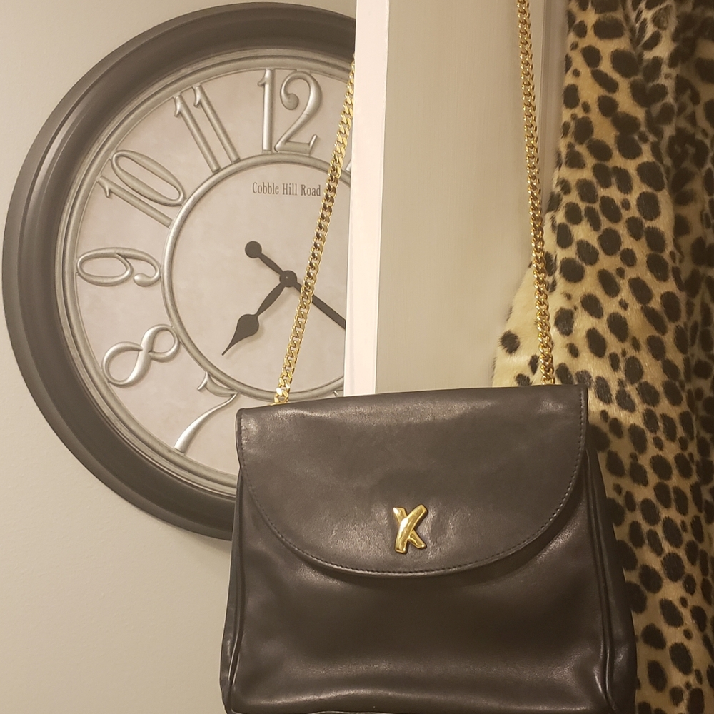 Paloma Picasso vintage leather bag w/ gold chain made in Italy